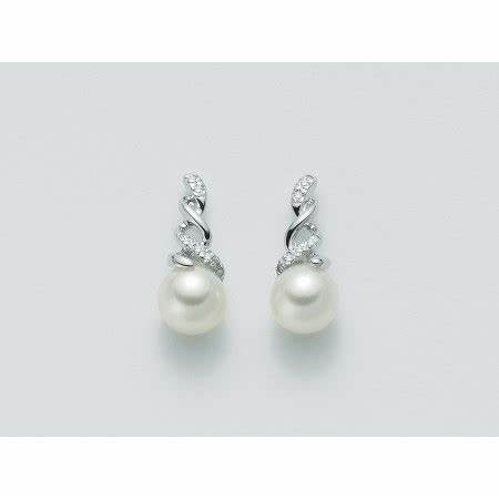 Miluna PER1729 Women's Earrings - 18K White Gold, White Pearls and Diamonds