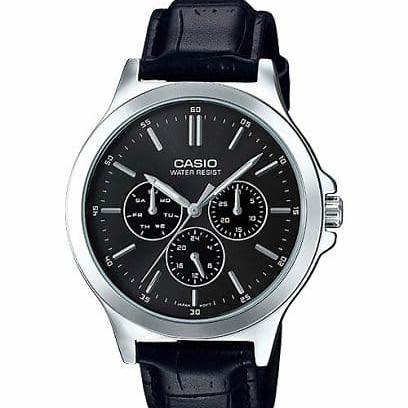 Reloj analógico para hombre Casio MTP-V300L-1A - Esfera negra, correa de cuero negra