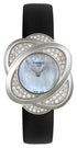 Tissot Precious Flower Women's Watch - Mother-of-Pearl Dial, Diamond-Set Bezel, Black Leather Strap