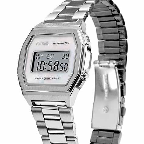 Casio Vintage A1000D-7EF Unisex Watch - Silver Dial, Stainless Steel Bracelet