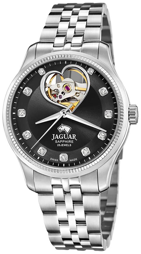 Reloj automático Jaguar J994/3 para mujer - Pulsera de acero inoxidable, esfera negra