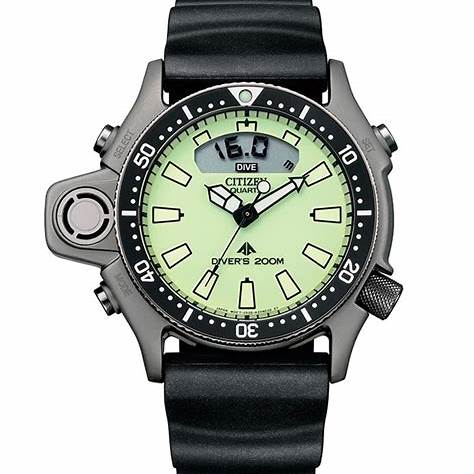 Citizen Promaster Aqualand JP2007-17W Men's Dive Watch – Full Lume Dial, Black Rubber Strap