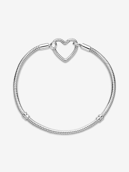 PANDORAPandora 599539C00 - 20 Heart Closure Snake Chain Bracelet – Sterling Silver, 20cmBIJOUXEcecile