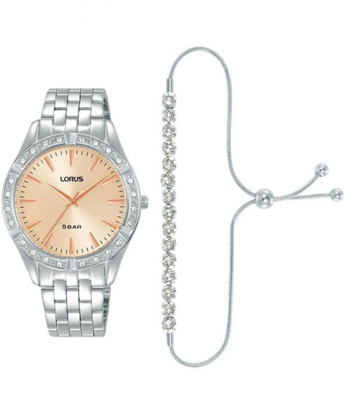 Lorus RG291XX9 Women's Watch & Bracelet Set – Rose Gold Dial, Stainless Steel Bracelet