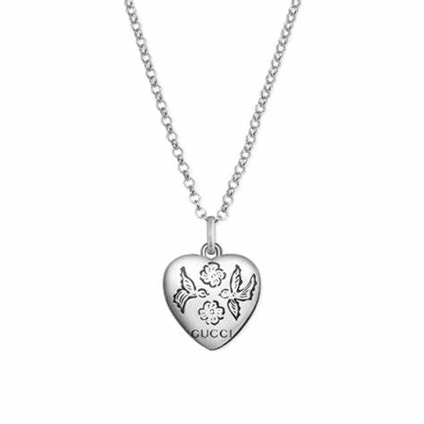 Gucci 'Blind For Love' Sterling Silver Heart Pendant Necklace - Model YBB455542001