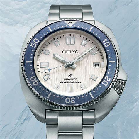 Reloj de buceo para hombre Seiko Prospex SPB301J1 'Save the Ocean' 1970 Re-Interpretation - Acero inoxidable, esfera blanco hielo