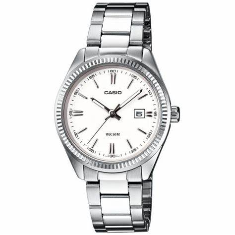 Reloj para mujer Casio LTP-1302PD-7A1VEG - Esfera blanca, brazalete de acero inoxidable