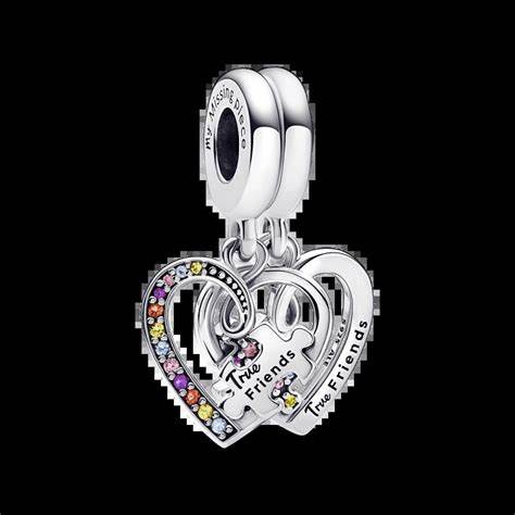 Pandora 792239C01 Puzzle Piece Hearts Splittable Friendship Dangle Charm - Argento 925 con pietre multicolori