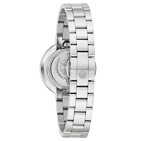 Bulova 96L338 Women's Watch – Silver Steel, Pink MOP Dial, Sapphire Crystal