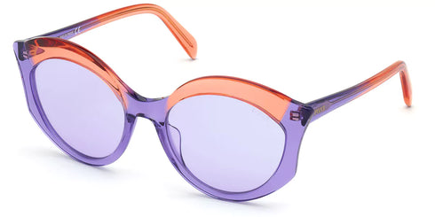 Emilio Pucci EP0146 5683Y Occhiali da sole tondi da donna - Montatura viola/arancio, lenti viola, Ø 56 mm