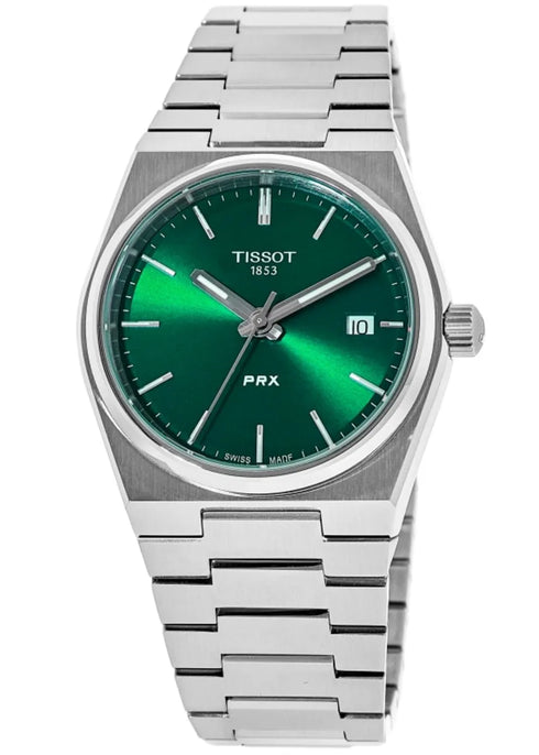 Tissot PRX T137.210.11.081.00 Unisex Quartz Watch - 35mm Stainless Steel, Green Dial