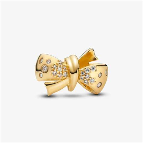 Pandora 763442C01 Charm con fiocco scintillante - Placcato oro 14k, zirconia cubica