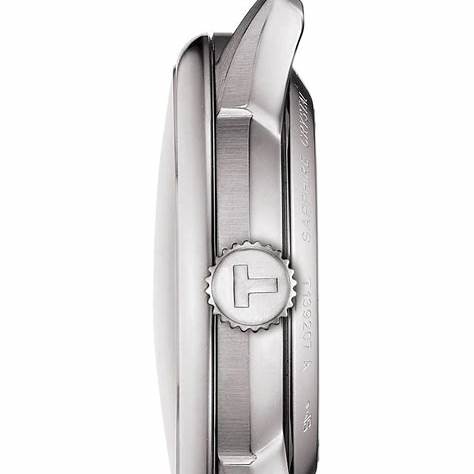 Orologio Tissot Chemin des Tourelles Powermatic 80 Donna - Cassa in acciaio inossidabile 34 mm, quadrante bianco, cinturino in pelle blu chiaro