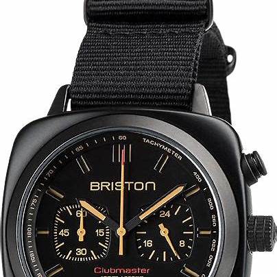 Briston Clubmaster Sport Chronograph 42mm Schwarzes Zifferblatt Schwarzes NATO-Armband Uhr 18142.PBAM.BS.4.NB