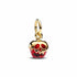 Pandora 763421C01 Charm con mela penzolante Disney Villains Evil Queen - Placcato oro 14k con vetro di Murano rosso