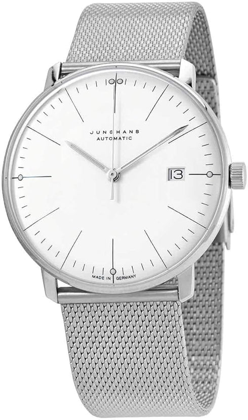 Junghans Max Bill Automatic Men's Watch 027/4002.46 – 38mm Stainless Steel Case, Matte Silver-Plated Dial, Milanaise Bracelet