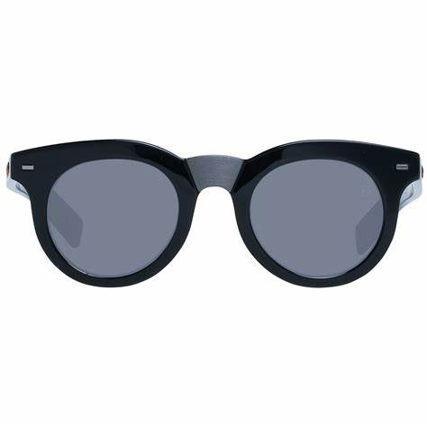 Occhiali da sole Ermenegildo Zegna Couture ZC0010 64A47 Uomo - Montatura a righe in acetato nero, lenti grigie, 47mm