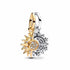 Pandora 763585C01 Charm penzolante Splittable Sun & Moon - Placcatura in argento sterling e oro 14k bicolore con zirconia cubica