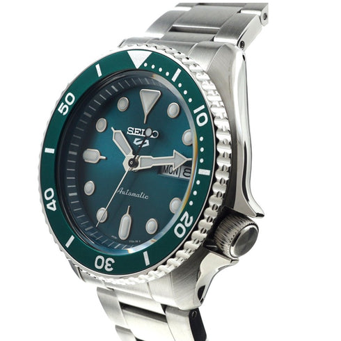 Seiko 5 Sports SRPD61K1 42.5mm Men's Automatic Watch - Green Dial, Stainless Steel Bracelet