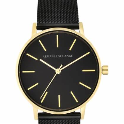 Armani Exchange AX5548 Women's Lola Black Dial Gold-Tone Mesh Watch