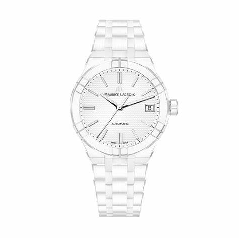 Maurice Lacroix AIKON Orologio automatico in ceramica 39 mm - Quadrante bianco, cassa e bracciale in ceramica bianca