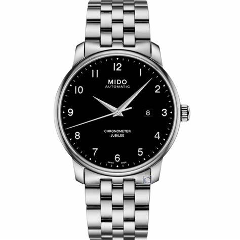 Orologio da uomo Mido Baroncelli Jubilee Automatic Chronometer - Quadrante nero, acciaio inossidabile, 42mm