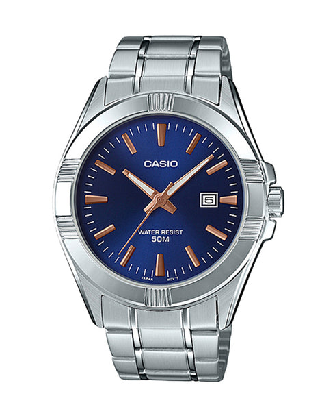 Casio MTP-1308D-2AVDF Men's Analog Watch - Stainless Steel Band, Blue Dial