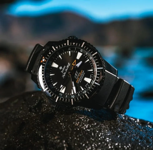 Zodiac Super Sea Wolf Pro-Diver GMT ZO3557 Men's Automatic Watch - Black Dial, Black Rubber Strap