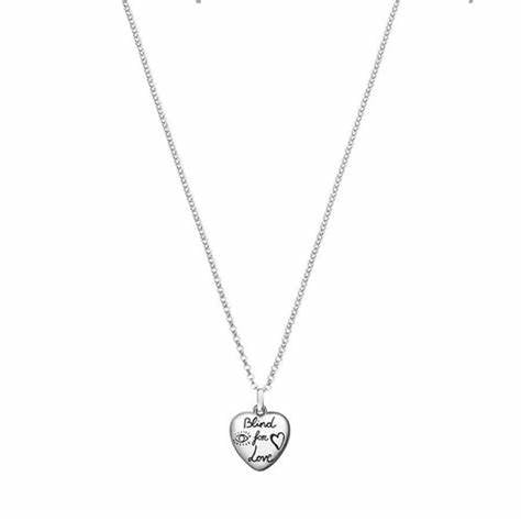 Gucci 'Blind For Love' Sterling Silver Heart Pendant Necklace - Model YBB455542001