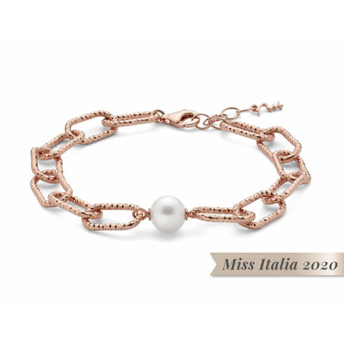 Miluna PBR3203R - Bracciale in argento 925 con catena placcata oro rosa e perla bianca