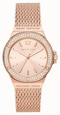 Michael Kors MK7336 Women's Lennox Rose Gold-Tone Watch with Crystal-Accented Bezel