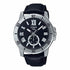 Casio MTP-VD200L-1BUDF Herrenarmbanduhr mit schwarzem Zifferblatt und Lederarmband