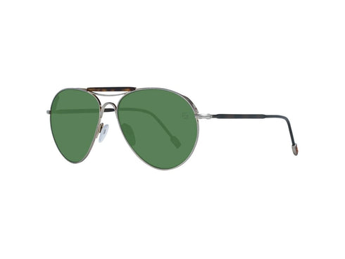 Ermenegildo Zegna Couture ZC0020 32N57 Herren-Sonnenbrille - Silberner Titanrahmen, grüne Zeiss-Gläser, 57 mm
