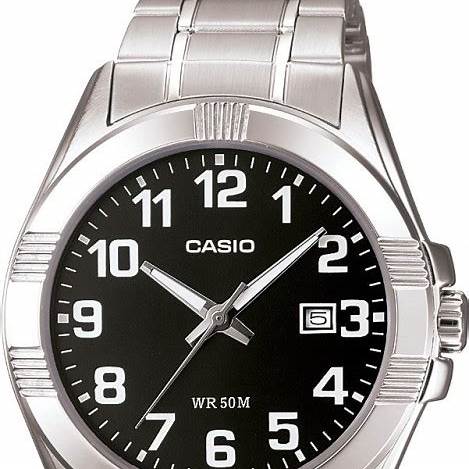 Casio MTP-1308D-1BVDF Herren-Edelstahlarmbanduhr – Schwarzes Zifferblatt