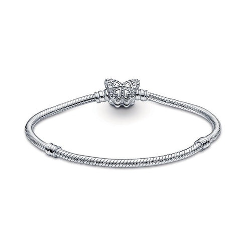 PANDORAPandora Moments 590782C01 Sterling Silver Butterfly Clasp Snake Chain BraceletBIJOUXEcecile