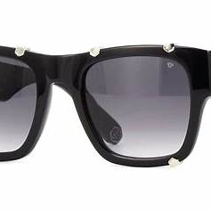 Philipp Plein SPP042W-540700 Men's Sunglasses – Black Acetate Frame, Grey Lenses