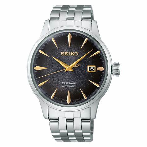 Seiko Presage SRPK93J1 Men's Automatic Watch - Black Textured Dial, Stainless Steel Bracelet, Limited Edition