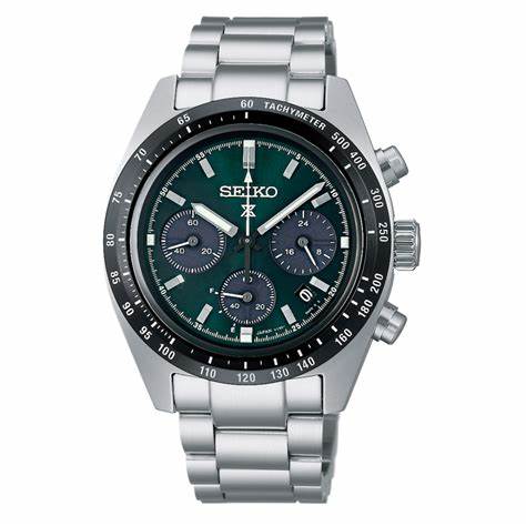 Reloj Seiko Prospex SSC933P1 Speedtimer Solar Cronógrafo Hombre - Esfera Verde, Brazalete Acero Inoxidable