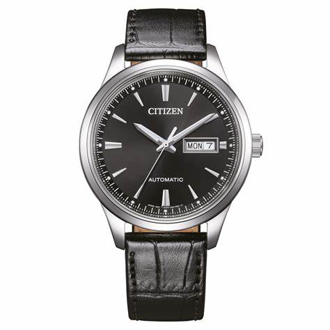 Citizen NY4058-01E Automatic Men's Watch - Black Dial, Leather Strap