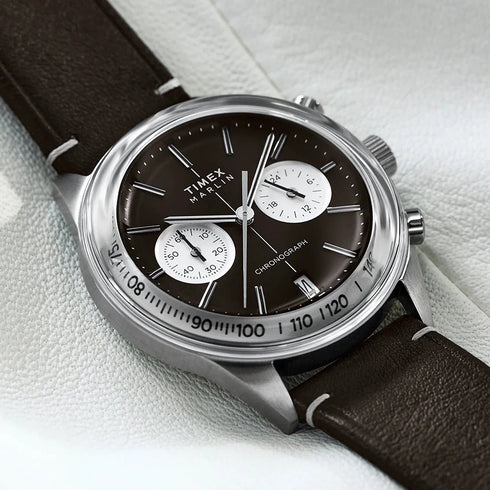 Timex TW2Y24700 Marlin Jet 40mm Quartz Chronograph Brown Dial & Leather Strap