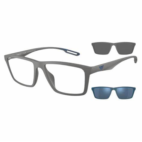 Emporio Armani EA4189U 5060/1W Occhiali da sole da uomo con montatura a clip - Montatura grigio opaco, 55mm