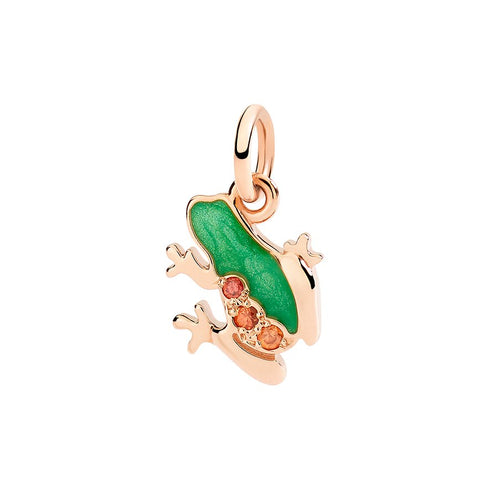 DoDo Frog Charm DMC5004-FROGX-VZO9R – 9K Rose Gold, Green Enamel & Sapphires