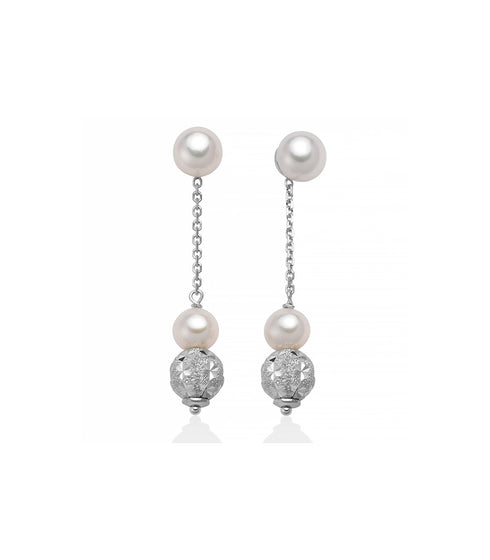 Miluna PER2455 Women's Dangle Earrings - 18K White Gold with Freshwater Pearls