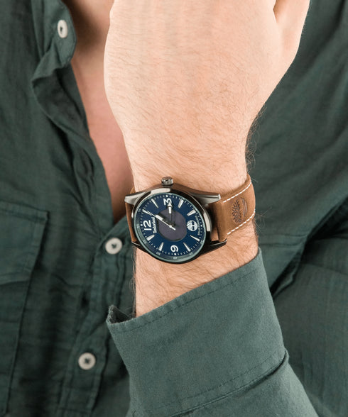 TIMBERLANDTimberland Millway TBL16002JLABL/03 Men's 47mm Blue Dial Quartz Watch, Brown Leather StrapWATCHESEcecile