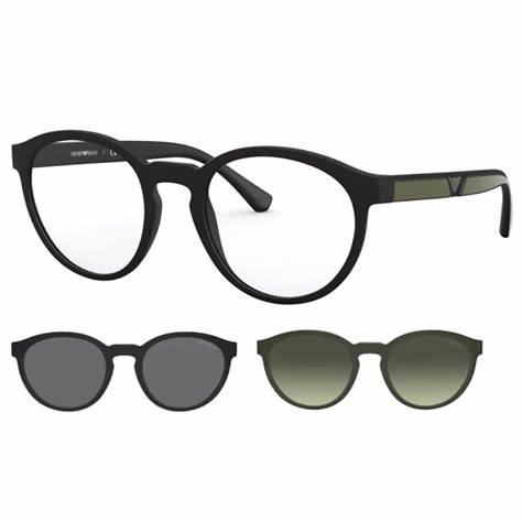 Emporio Armani EA4152 5042/1W 52 Occhiali da vista da uomo con lenti a clip - Montatura nera opaca