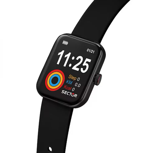 Sector S-03 R3251282008 Unisex Smartwatch Set – Black Aluminum Case, Silicone Strap