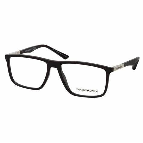 Emporio Armani EA3221 5001 54 Men's Eyeglasses - Matte Black and Aluminium Frame, Clear Lenses