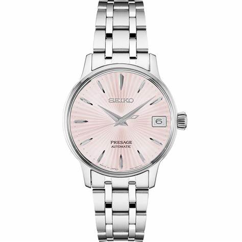 Seiko Presage SRP839J1 Cocktail Time Automatic Women's Watch - Pink Dial, Stainless Steel Bracelet