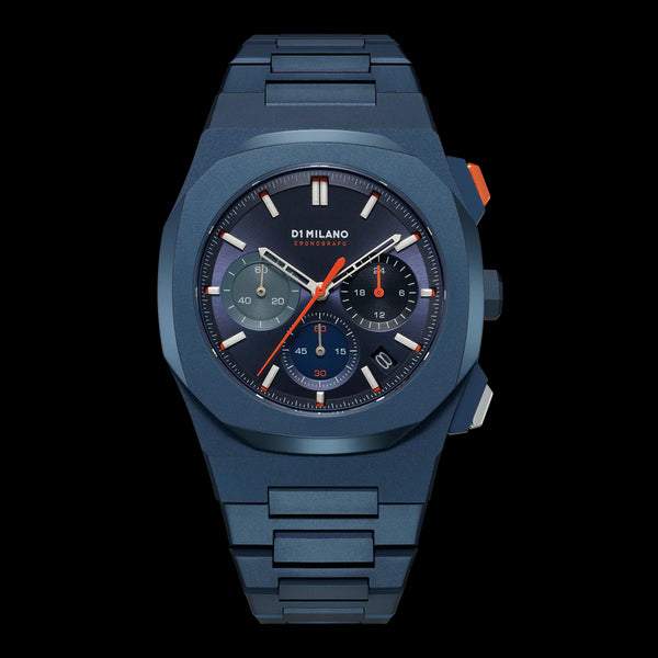 D1 Milano NOX Chronograph D1-CHBJ12 Men's Watch - Blue Stainless Steel, Sunray Blue Dial, 41.5mm