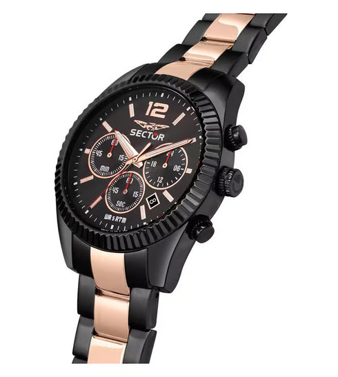 Sector 240 R3273640026 Men's Chronograph – 41mm Black & Rose Gold, Quartz